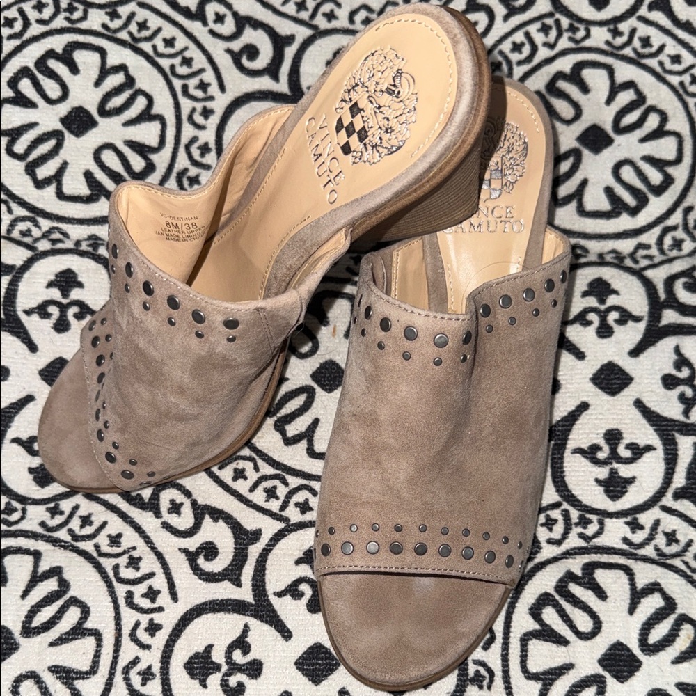 Vince Camuto Destinan Studded Suede Wedged Mule, Size 8